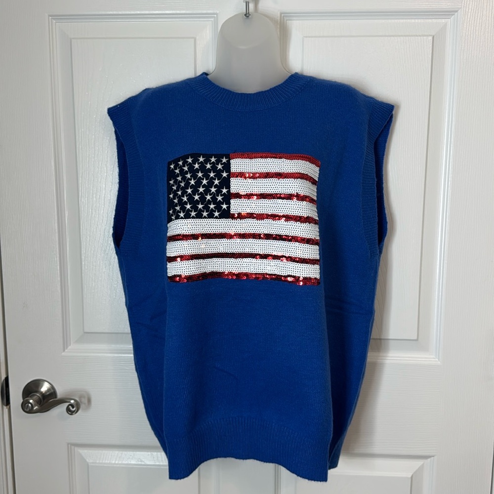 Jess Lea American Flag sequin sweater tank